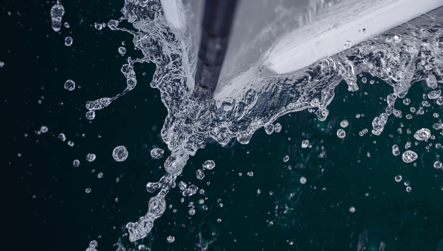 Kjølen på en båt treffer vannlinjen