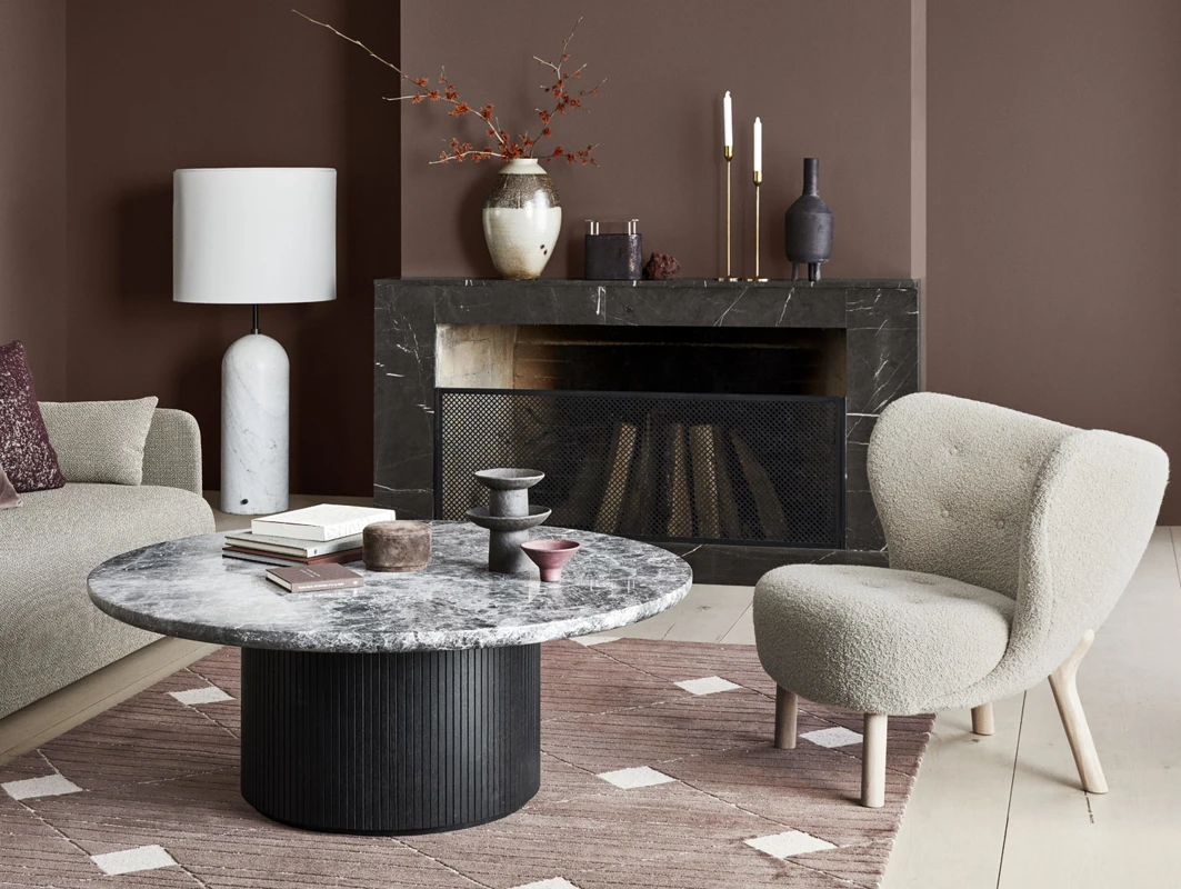 Dark and moody living room colours