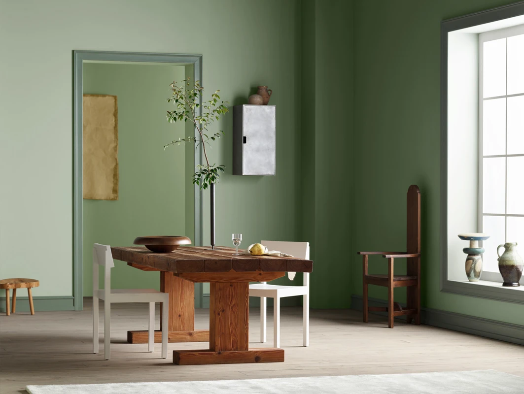 Lush green living room colours